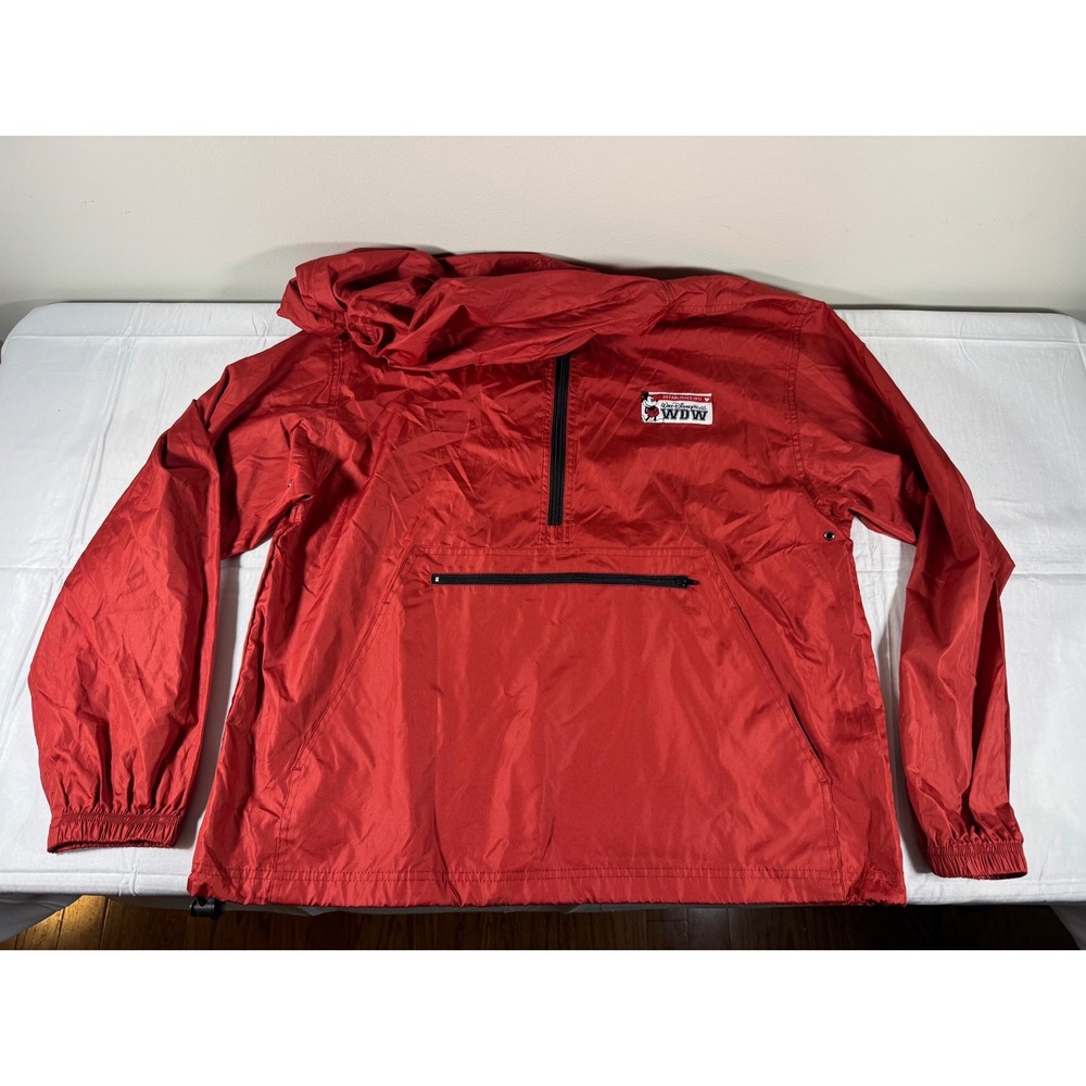 Water Resistant Walt Disney World WDW Mickey Mouse Red Quarter Zip Windbreaker M